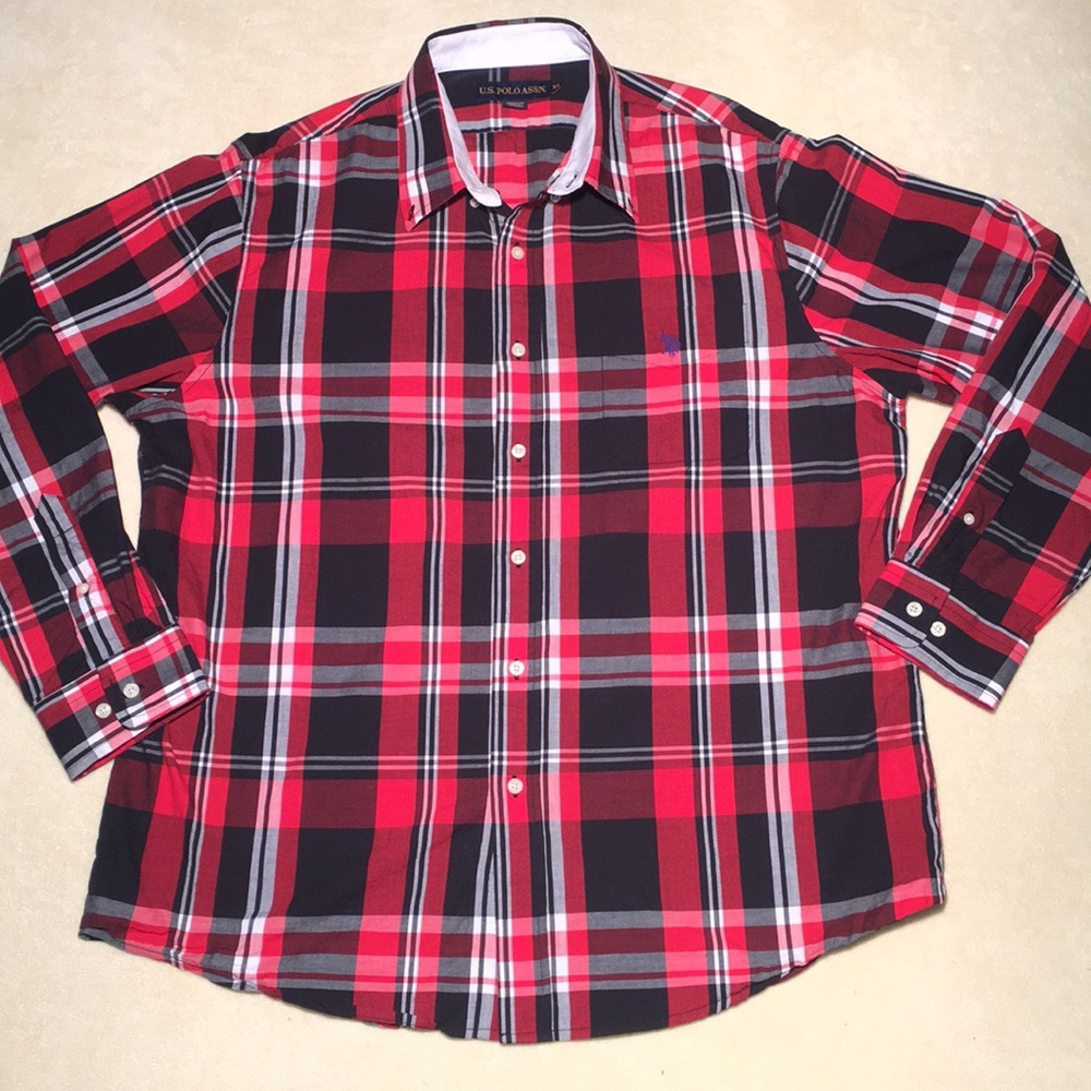 Men’s U.S. Polo Assn. Plaid Button Shirt  XL